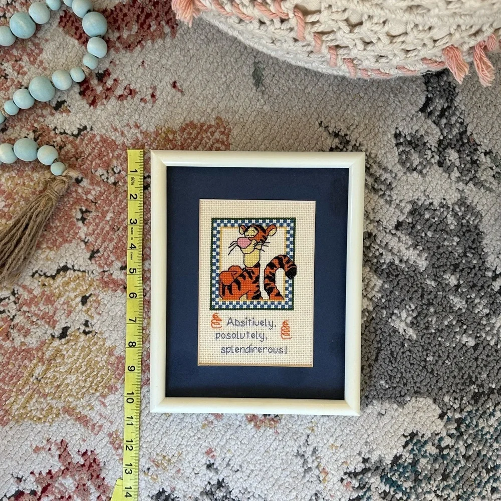 Disney Tigger Handmade Cross-Stitch Art in Cream Frame splendiferous